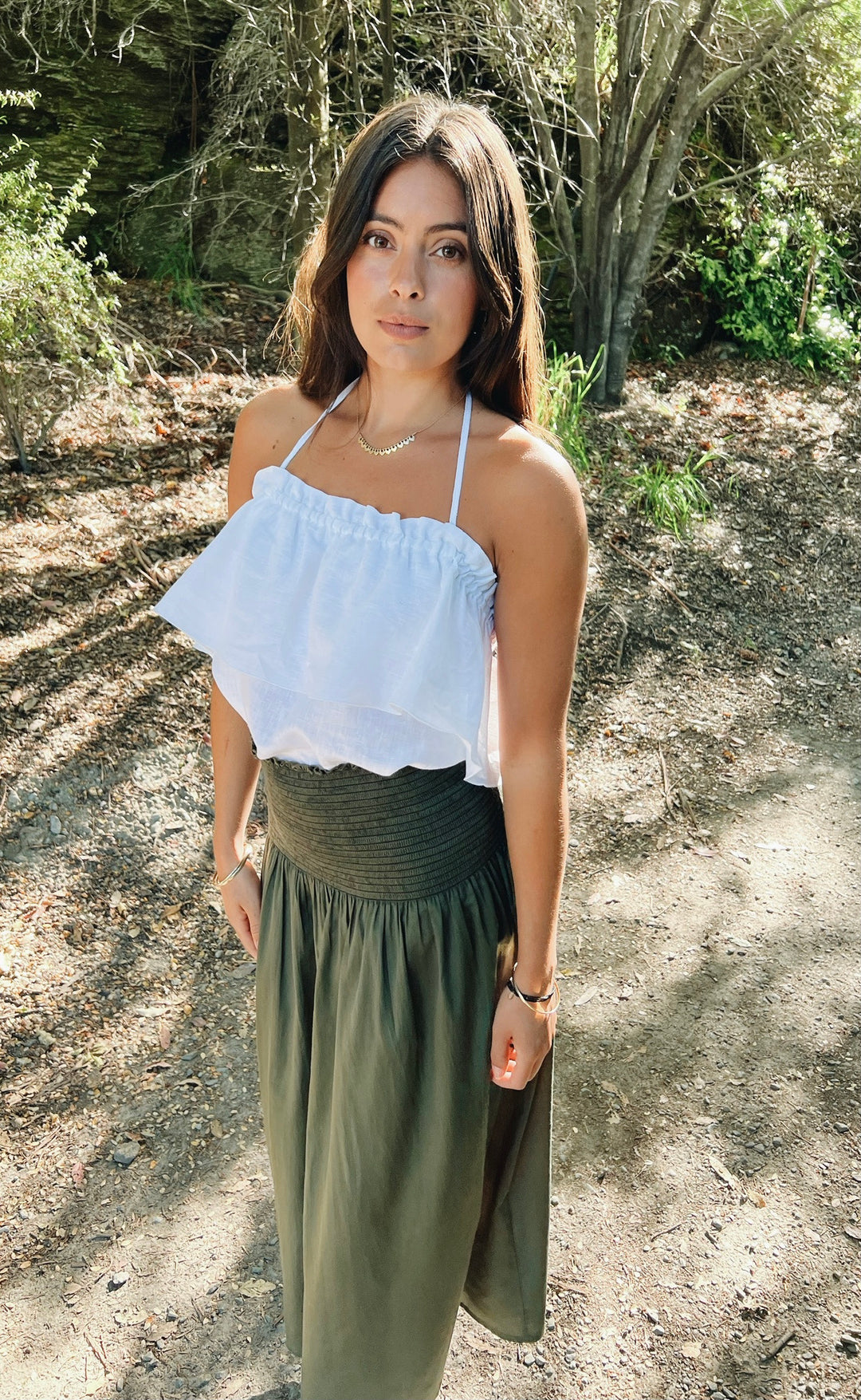 Temple Skirt Khaki Poplin