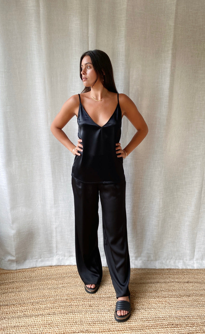 Hepburn Pant Black Satin