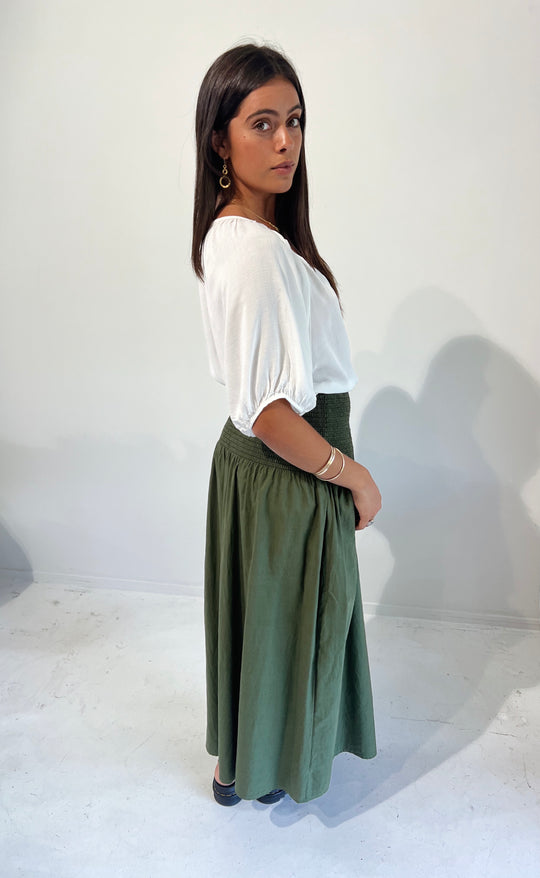 Temple Skirt Olive Cotton