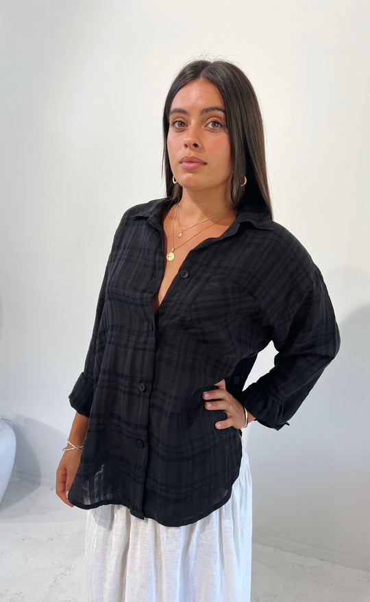 Honey Shirt Black Textured