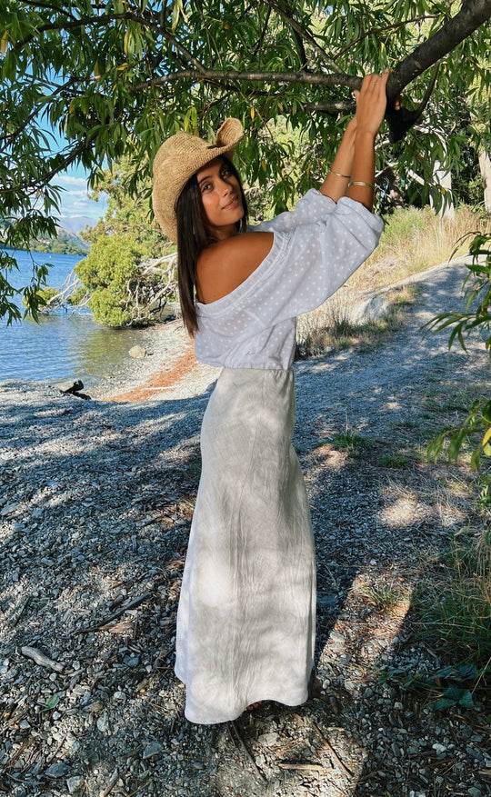 Bias Maxi Skirt Stone Hemp