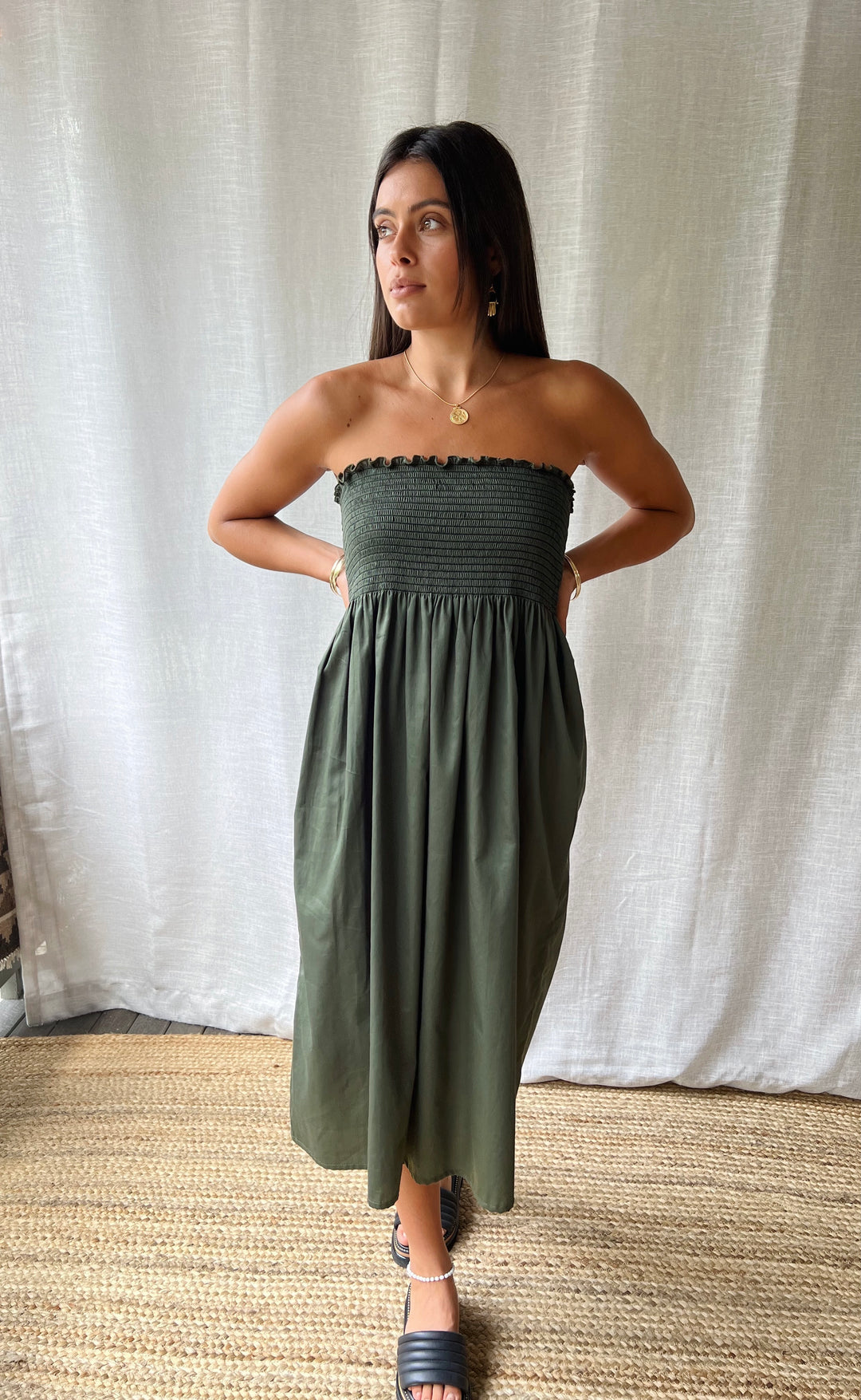 Temple Skirt Khaki Poplin