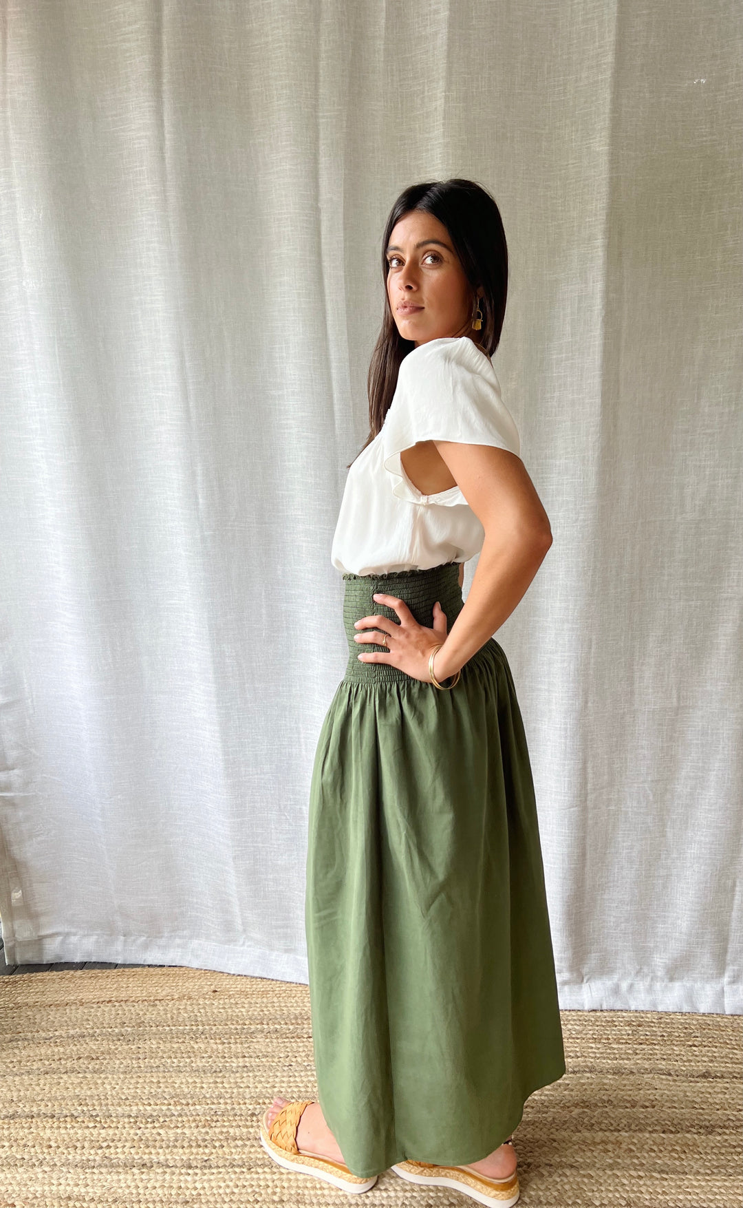 Temple Skirt Olive Cotton