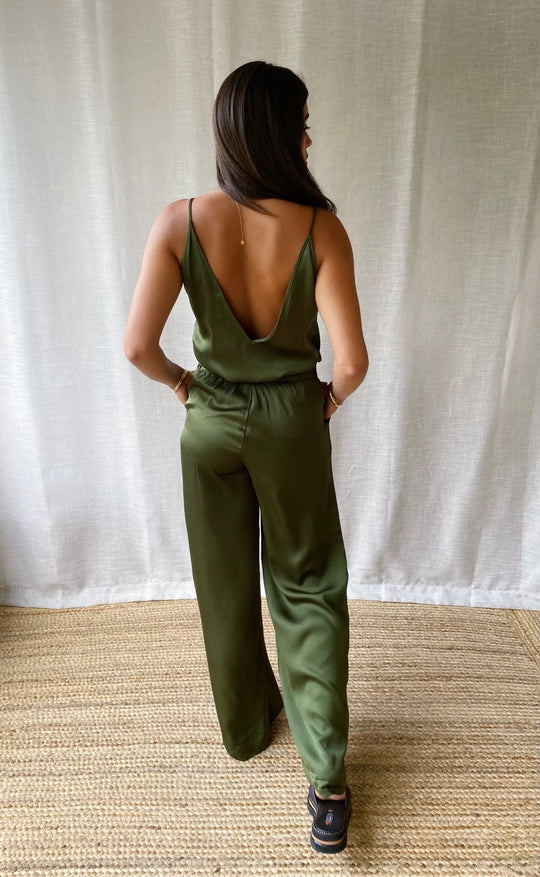 Hepburn Pant Olive Satin