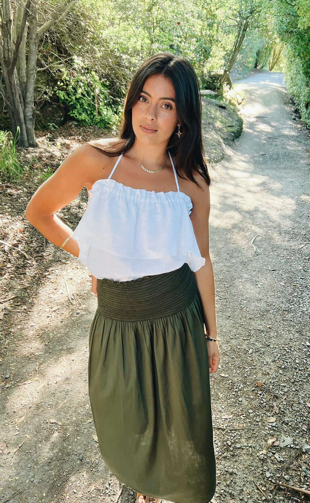 Temple Skirt Khaki Poplin