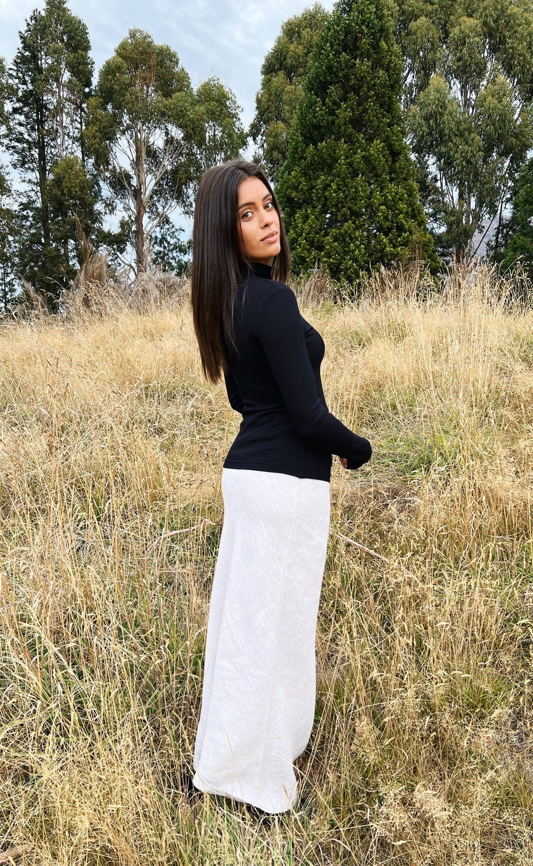 Bias Maxi Skirt Stone Hemp