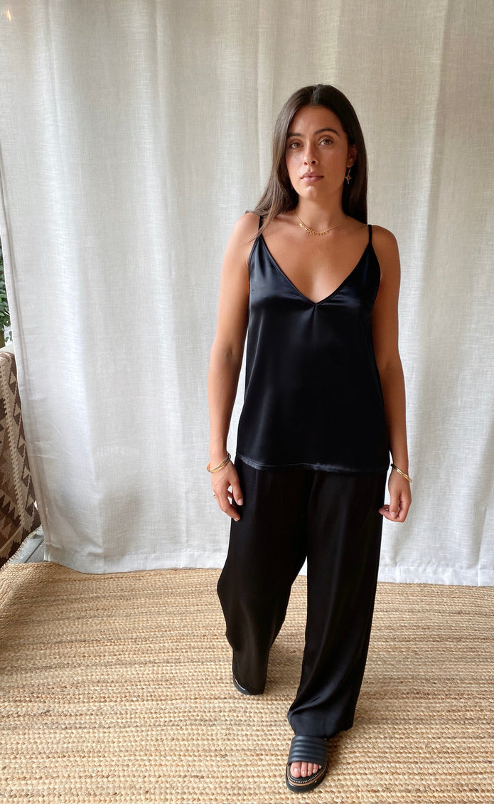Hepburn Pant Black Satin