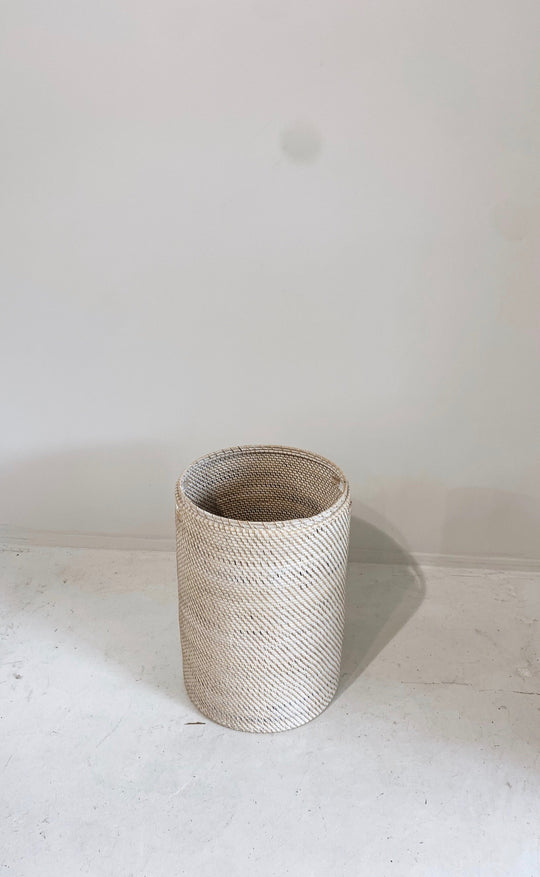 Whitewash Rattan Laundry Basket