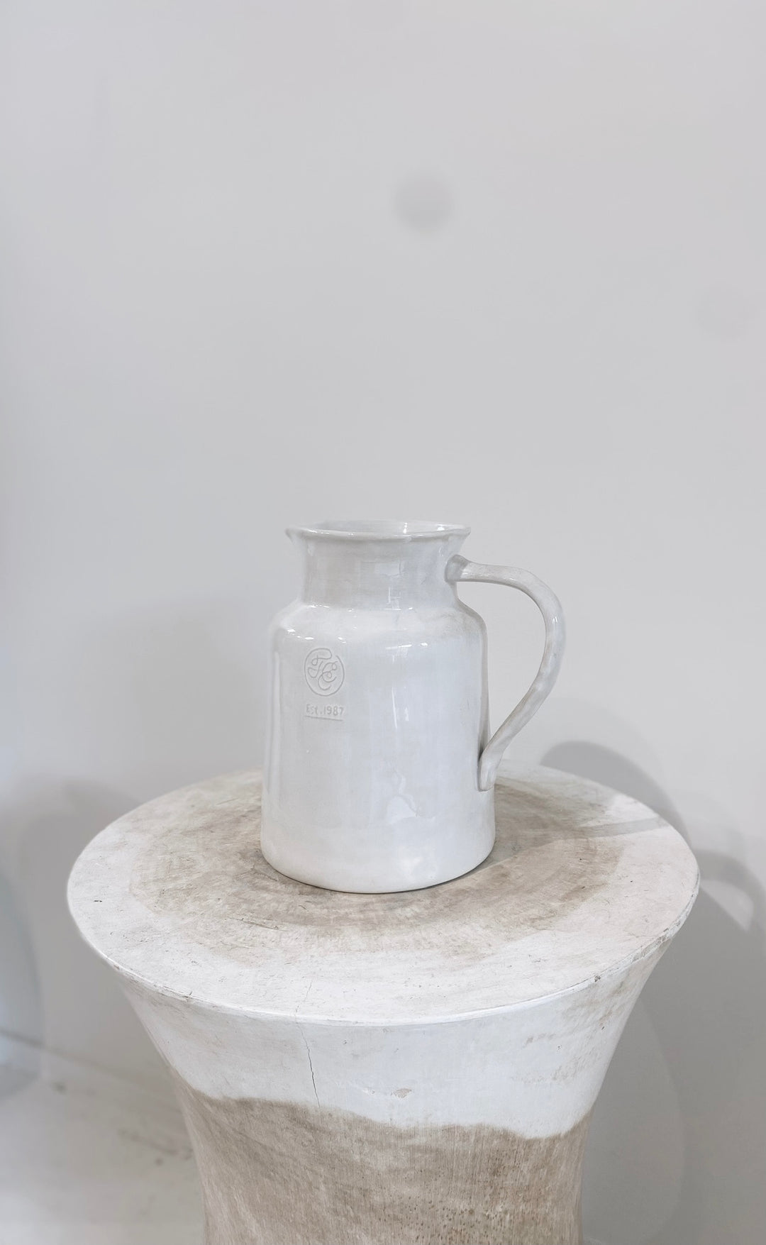 French Rustic White Small Pitcher