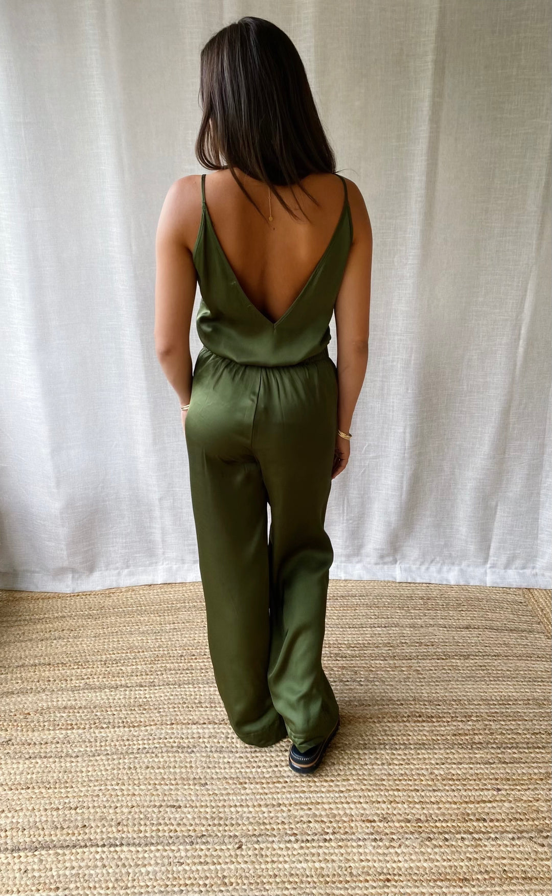 Hepburn Pant Olive Satin