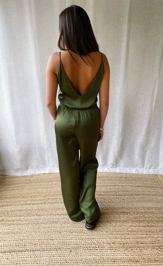 Hepburn Pant Olive Satin