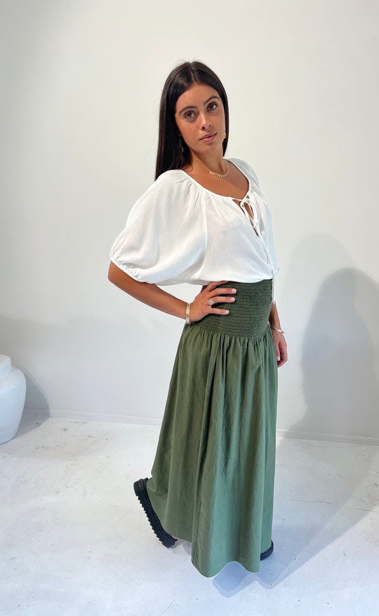 Temple Skirt Olive Cotton