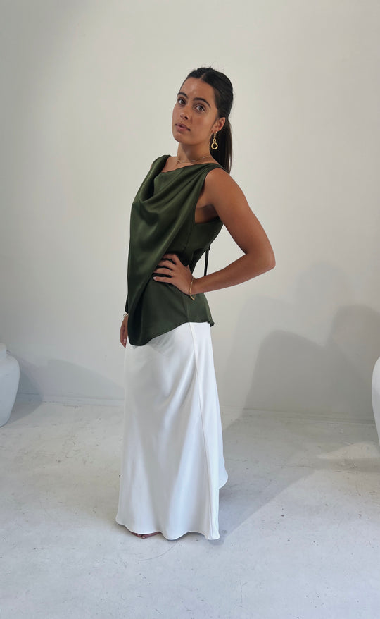 Billie Top Olive Satin