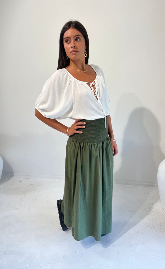Temple Skirt Olive Cotton