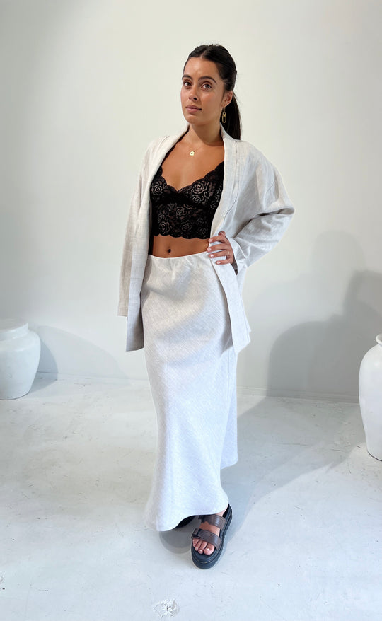 Bias Maxi Skirt Stone Hemp