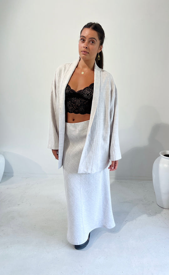 Bias Maxi Skirt Stone Hemp