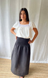 Temple Skirt Black Linen